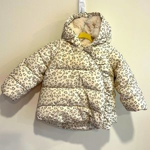 baby GAP grey leopard print puffer jacket